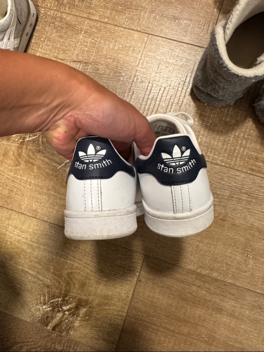 adidas Kids White Sneakers with Navy Heel Tab